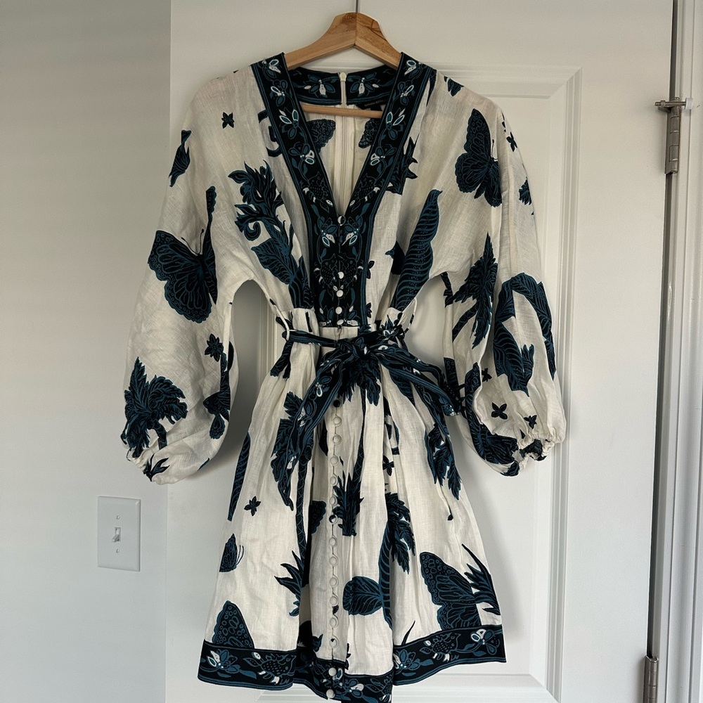Banana Republic Navy and White Mini Sundress with Bishop Sleeves (worn once!)